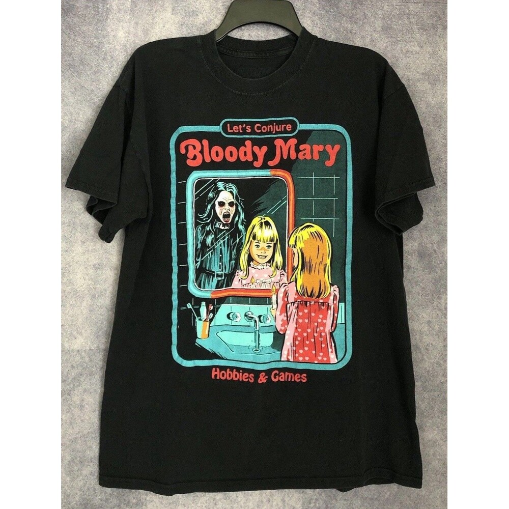 Creepy Co Bloody Mary Horror Black T-Shirt Cotton Mens Size Large Let’s Conjure
